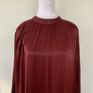 Aritzia terracotta colored satin shift dress